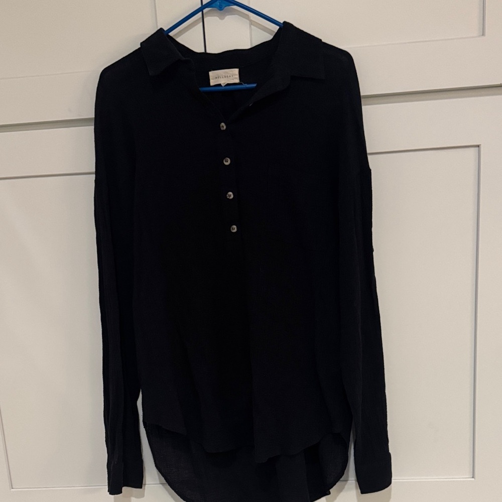 Melloday Black Button-Down Shirt